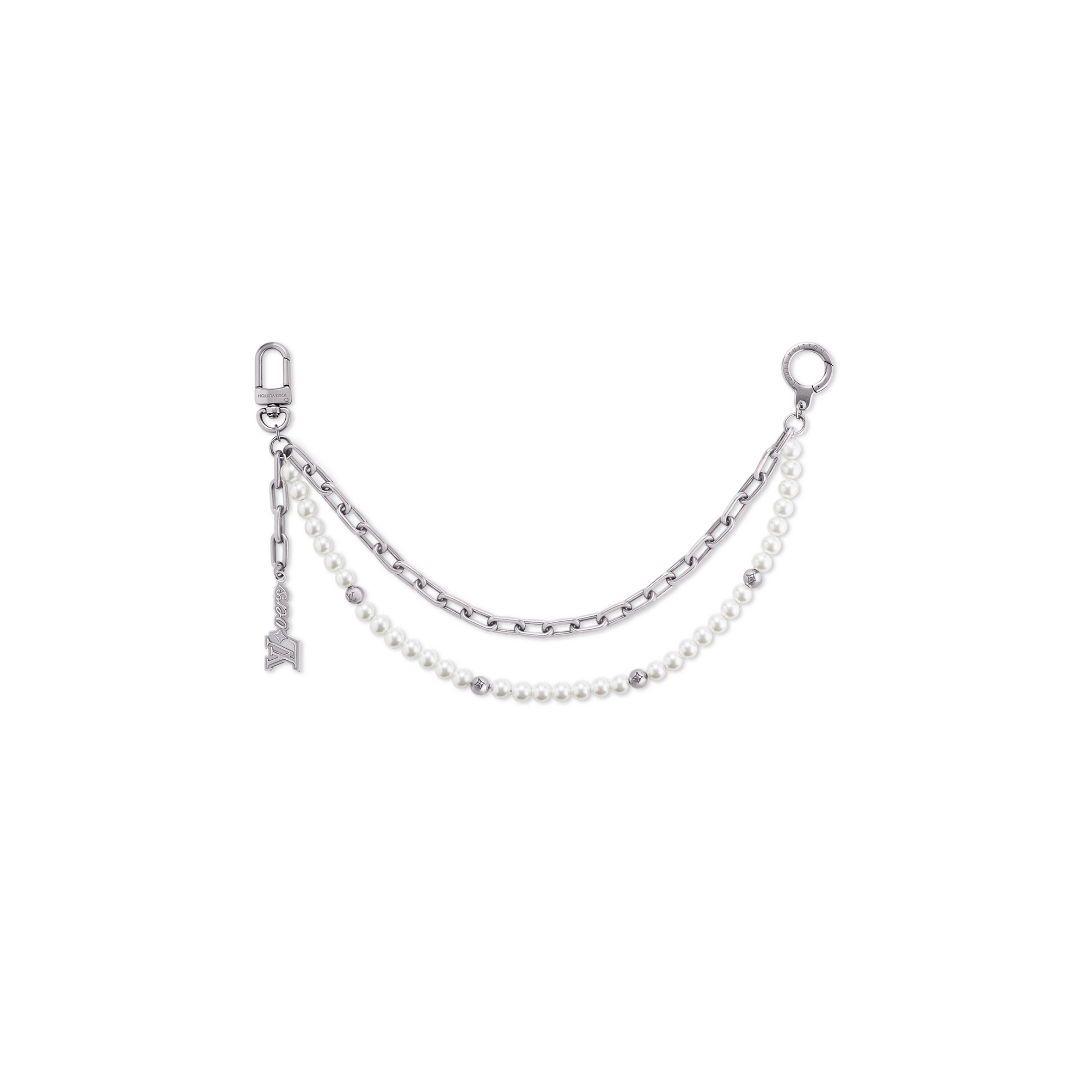 l**is V*t*n pearls chain belt and bag charm m02606